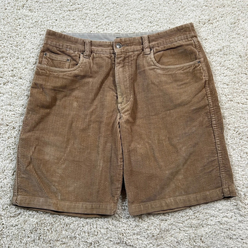 Vintage Quiksilver Corduroy Shorts 34 Tan Brown 5-Pocket Utility Cotton Y2K